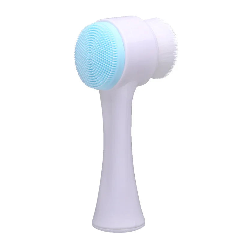 DewMuseBeauty 3D Double Silicone Facial Cleansing & Massage Brush – Soft Bristles Exfoliator, Double-Sided Face Wash Tool