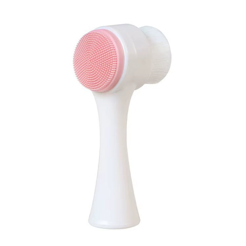  DewMuseBeauty 3D Double Silicone Facial Cleansing & Massage Brush – Soft Bristles Exfoliator, Double-Sided Face Wash Tool